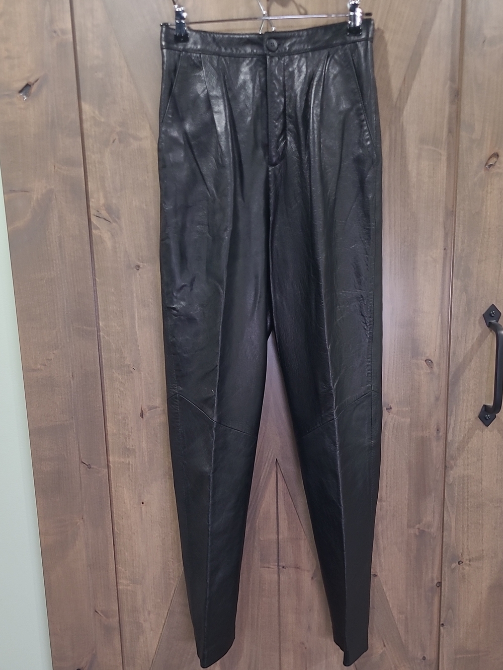 Vintage High Rise Black Leather Pants Women 8